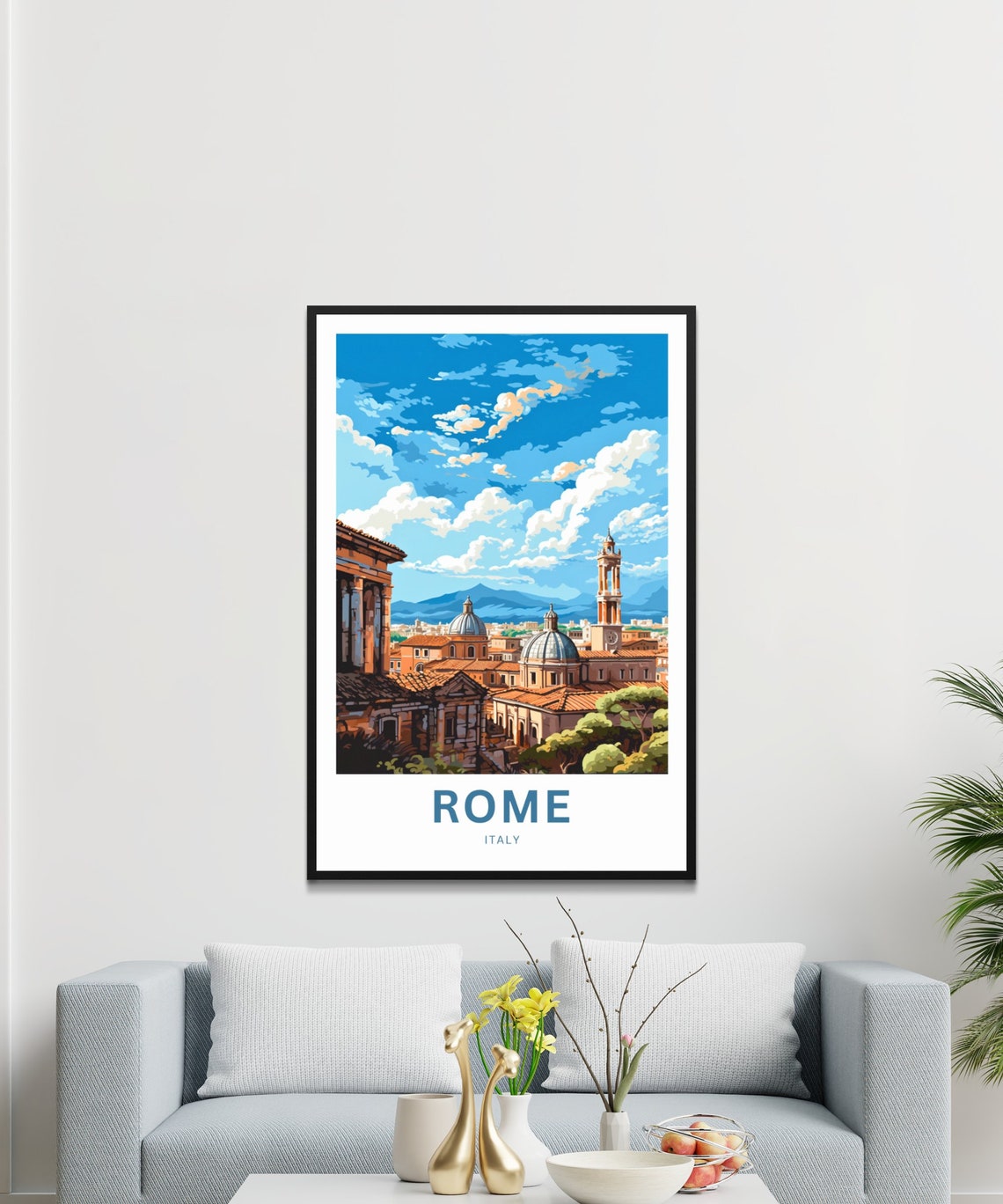 Rome Italy Rooftop Dome Skyline View Personalized Travel Poster - Image 3