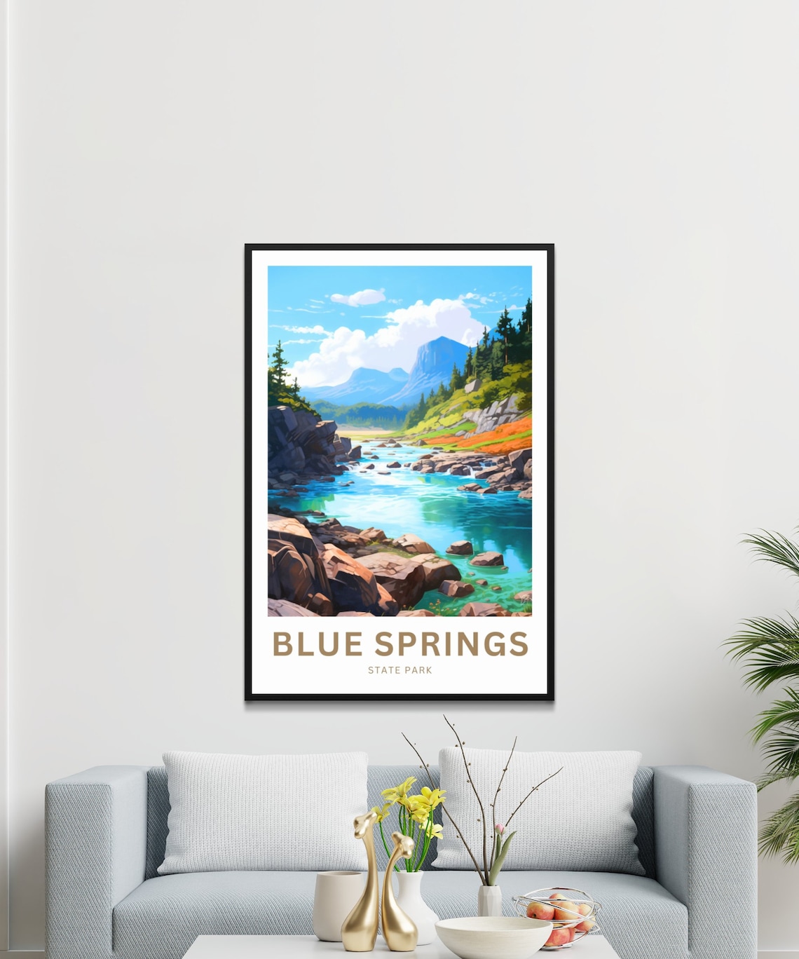 Blue Springs State Park Travel Poster River Gorge Blue Water Art - Image 3