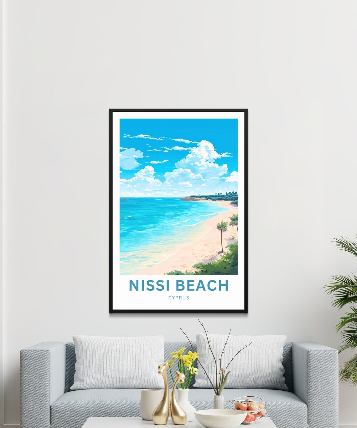 Nissi Beach Cyprus Turquoise Sea Palm Fringed Beach Travel Poster - Image 3