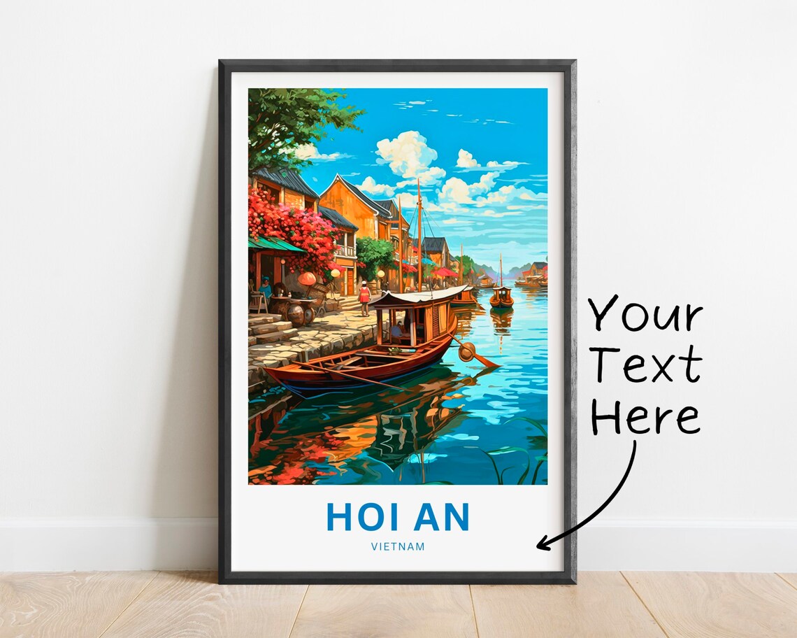 Hoi An Vietnam Riverside Boats Lantern Town Personalized Travel Poster