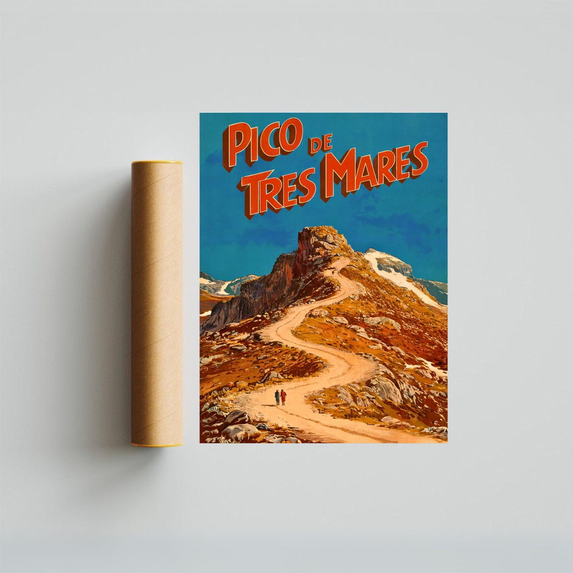 Pico de Tres Mares Summit Trail Hikers Vintage Retro Travel Poster - Image 3