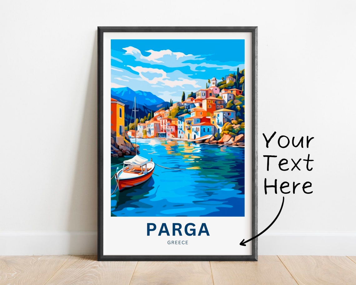 Personalized Parga Greece Harbor Town Fishing Boat Cheerful Poster