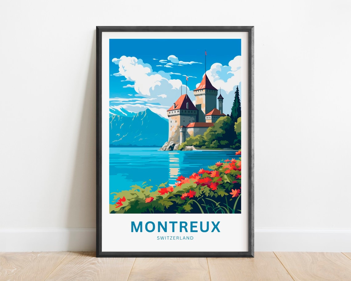 Montreux Travel Poster, Switzerland Art Print