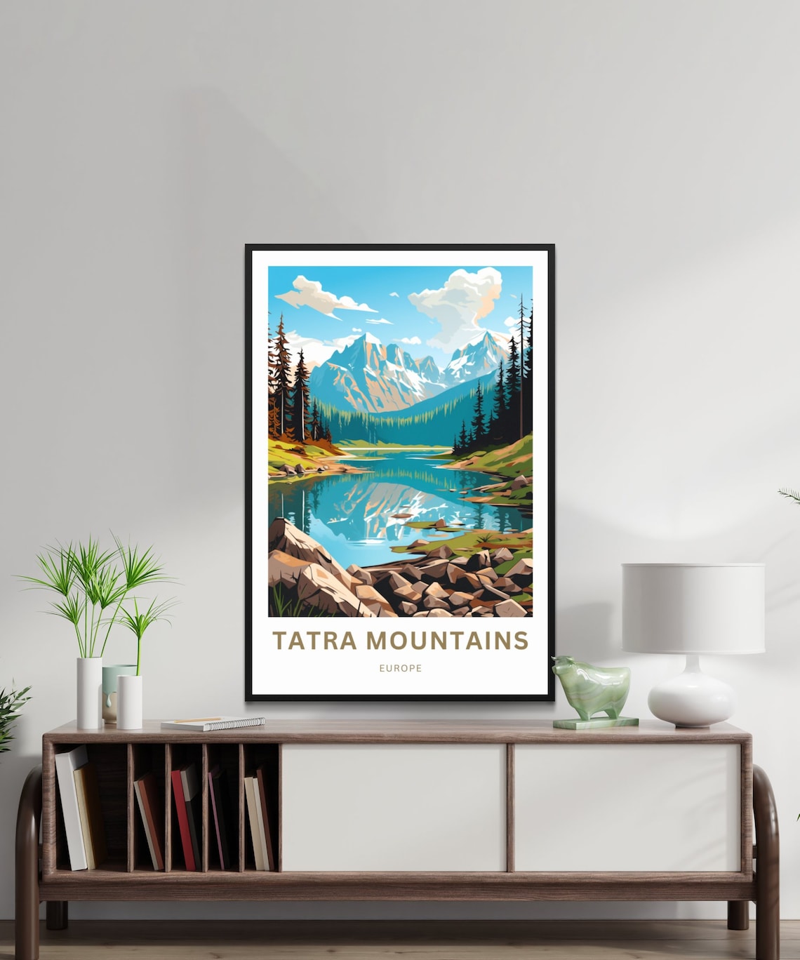 Tatra Mountains Europe Custom Text Alpine Lake Peaks Travel Poster - Image 2