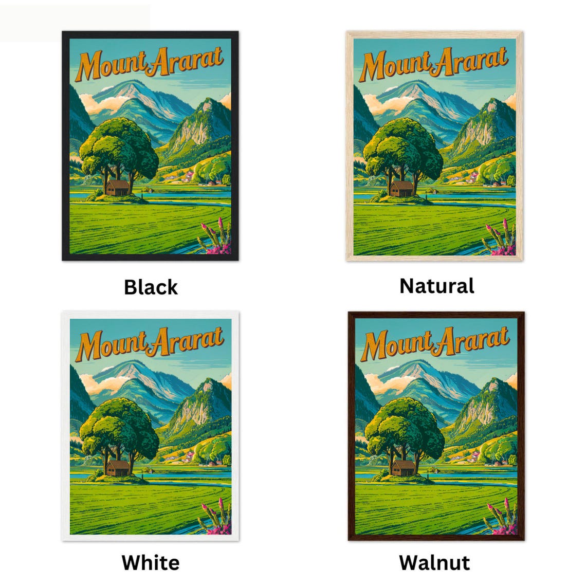 Mount Ararat Vintage Style Mountain Meadow With Cabin Poster - Image 4