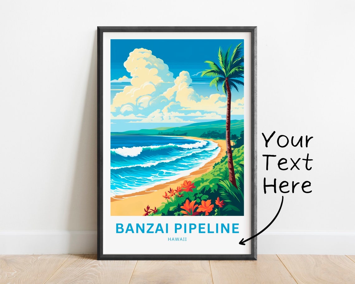 Personalized Banzai Pipeline Hawaii Palm Beach Custom Text Poster