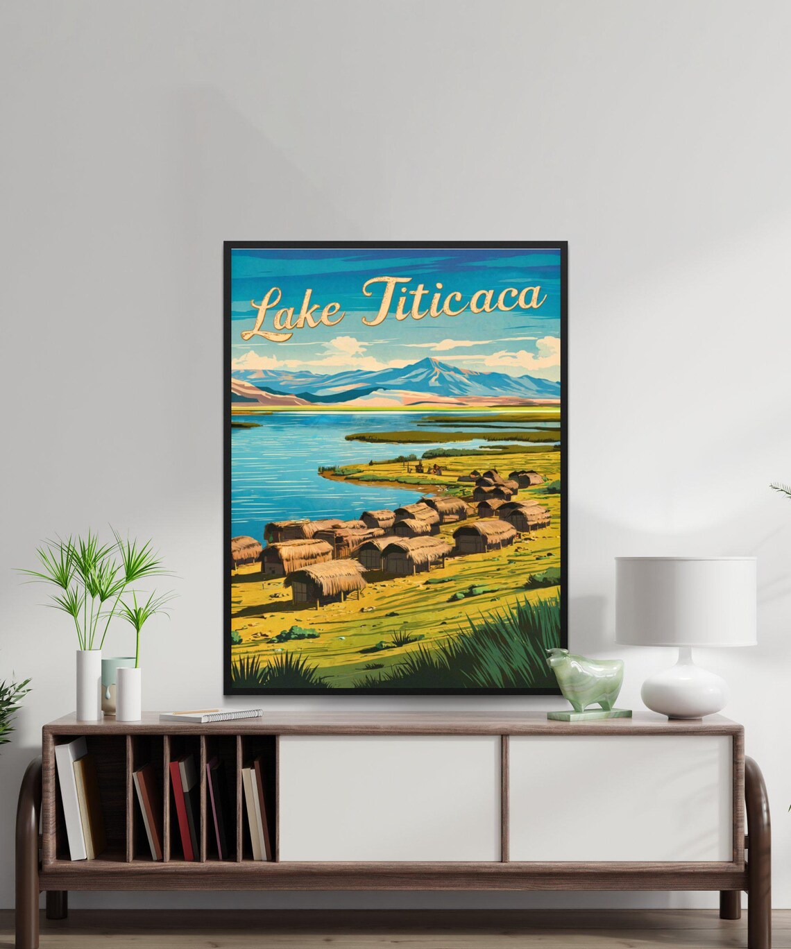 Lake Titicaca Floating Reed Village Shore Vintage Travel Poster - Image 2