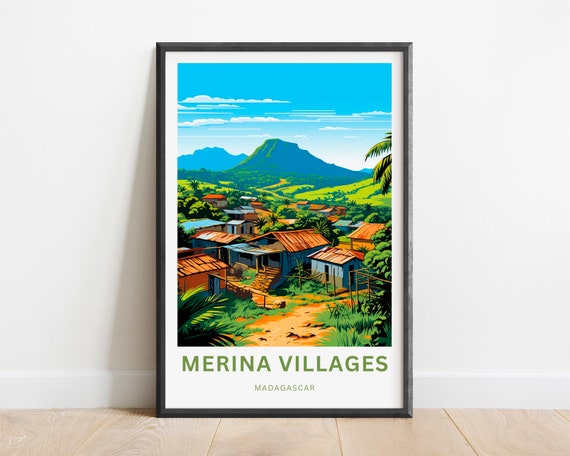 Merina Villages Travel Print Merina Villages Madagascar Poster Africa Wall Art Framed Present Gift Madagascar Present