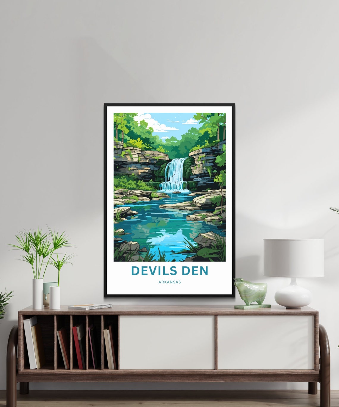 Devils Den Arkansas Limestone Falls Turquoise Pool Travel Poster - Image 2