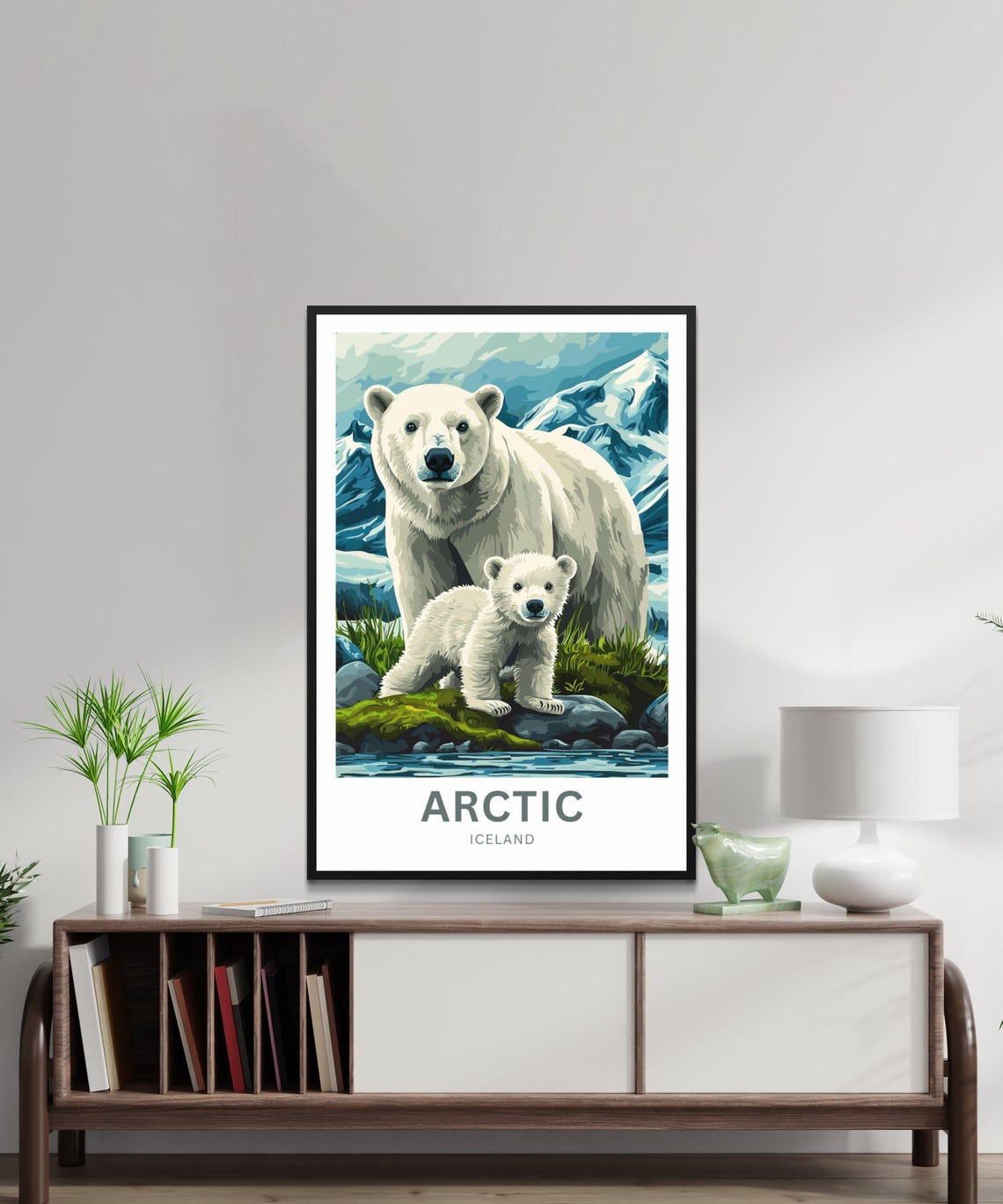 Arctic Iceland Polar Bear Cub Glacial Mountains Travel Poster - Image 4