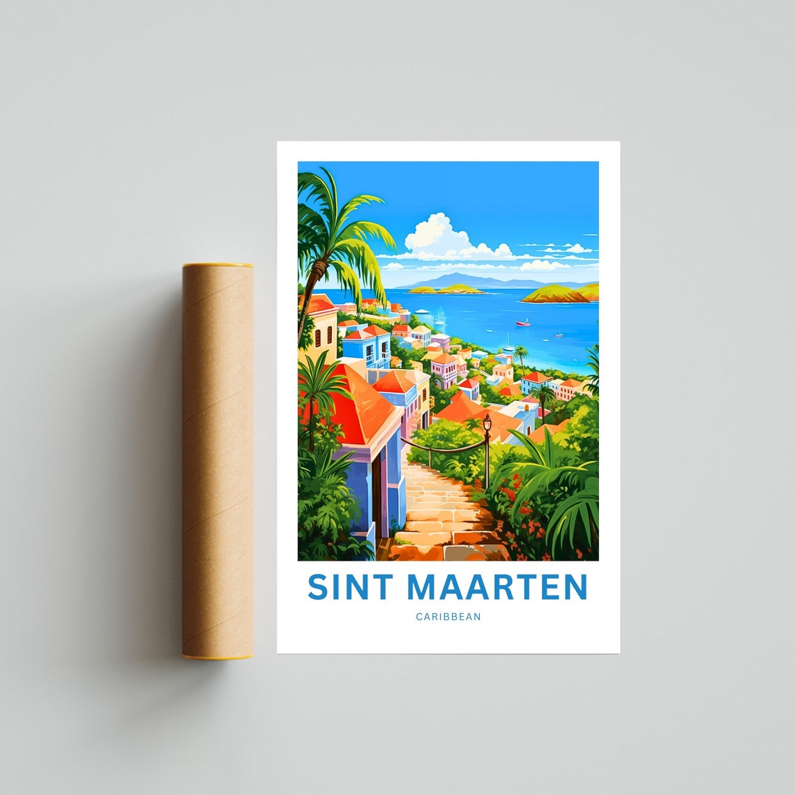 Sint Maarten Travel Print Sint Maarten Poster Caribbean Wall Art Framed Present Gift Saint Martin Present Personalized Custom Text - Image 4