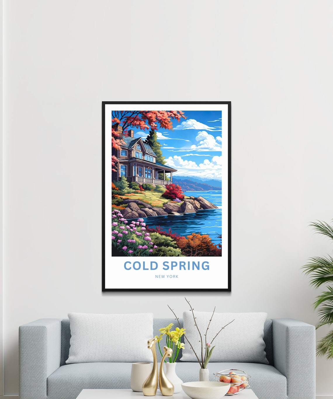 Cold Spring New York Lakeside House Garden View Travel Poster - Image 3