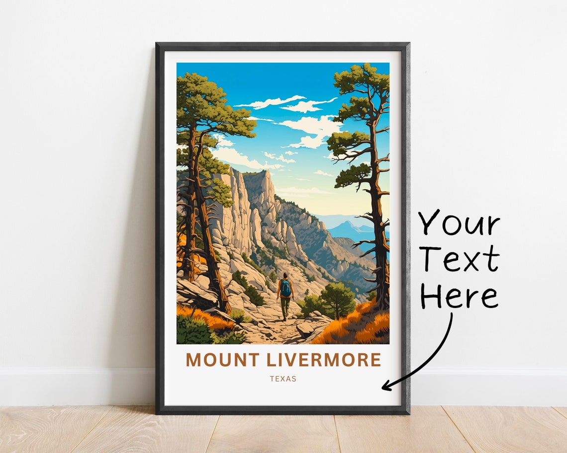 Mount Livermore Texas Hiker Trail Between Rocky Peaks Poster - Image 2