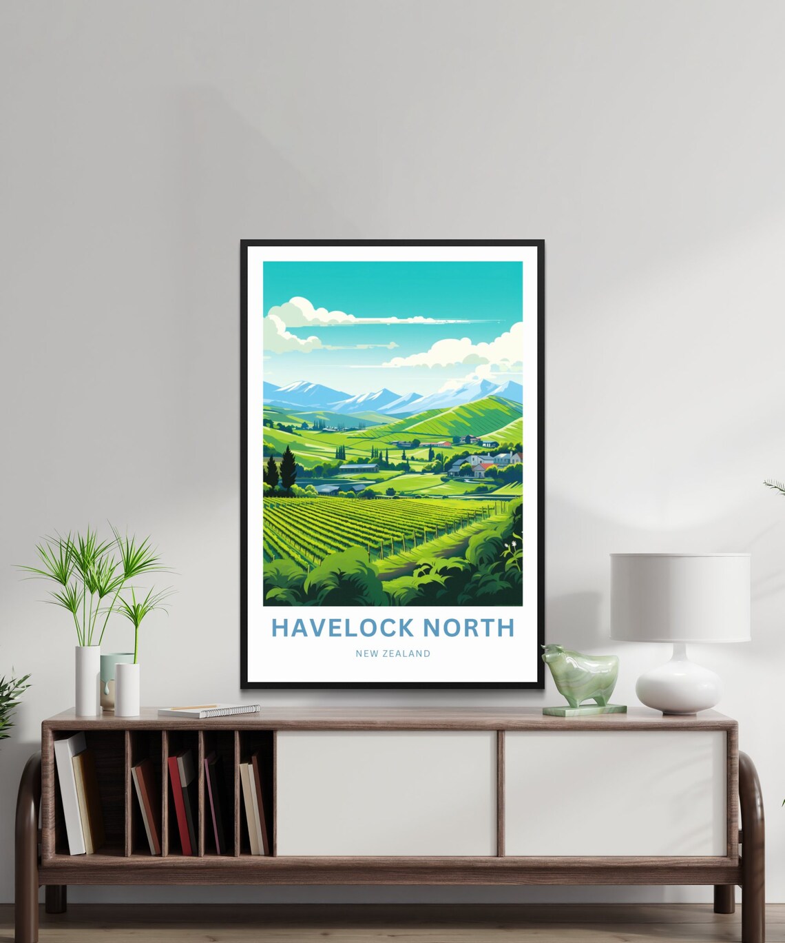 Personalized Havelock North New Zealand Vineyard Valley Travel Poster - Image 2