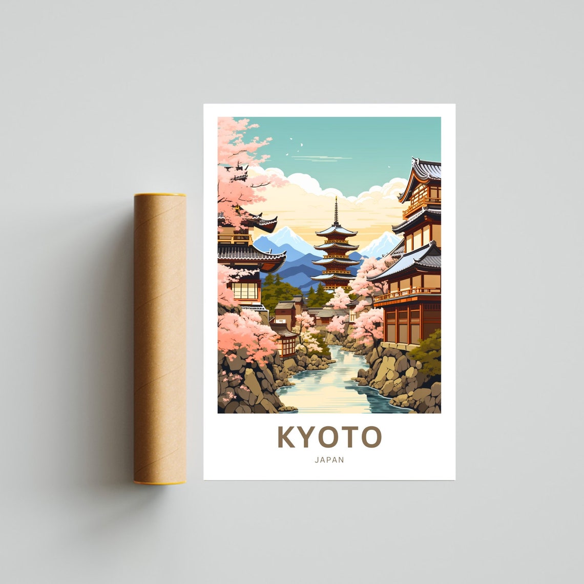 Kyoto Japan Personalized Cherry Blossom Pagoda Travel Poster - Image 4