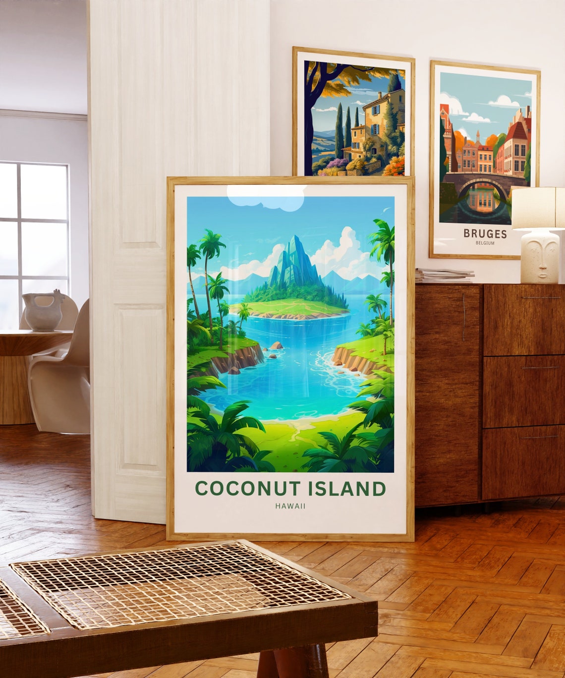 Coconut Island Hawaii Volcanic Peak Lagoon Palms Vista Poster - Image 5