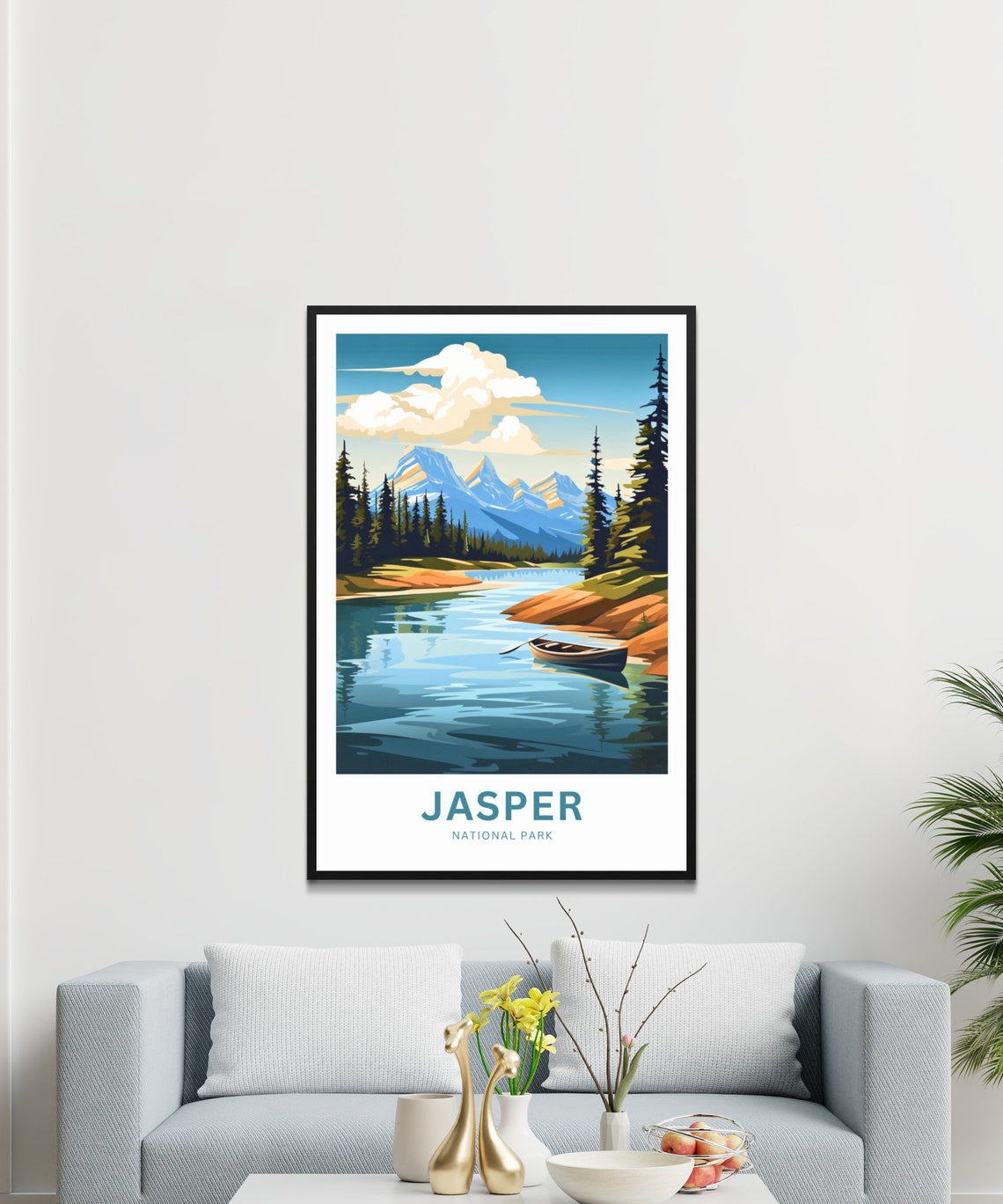 Jasper National Park Canoe Lake Pines Mountain Scenery Poster - Image 3