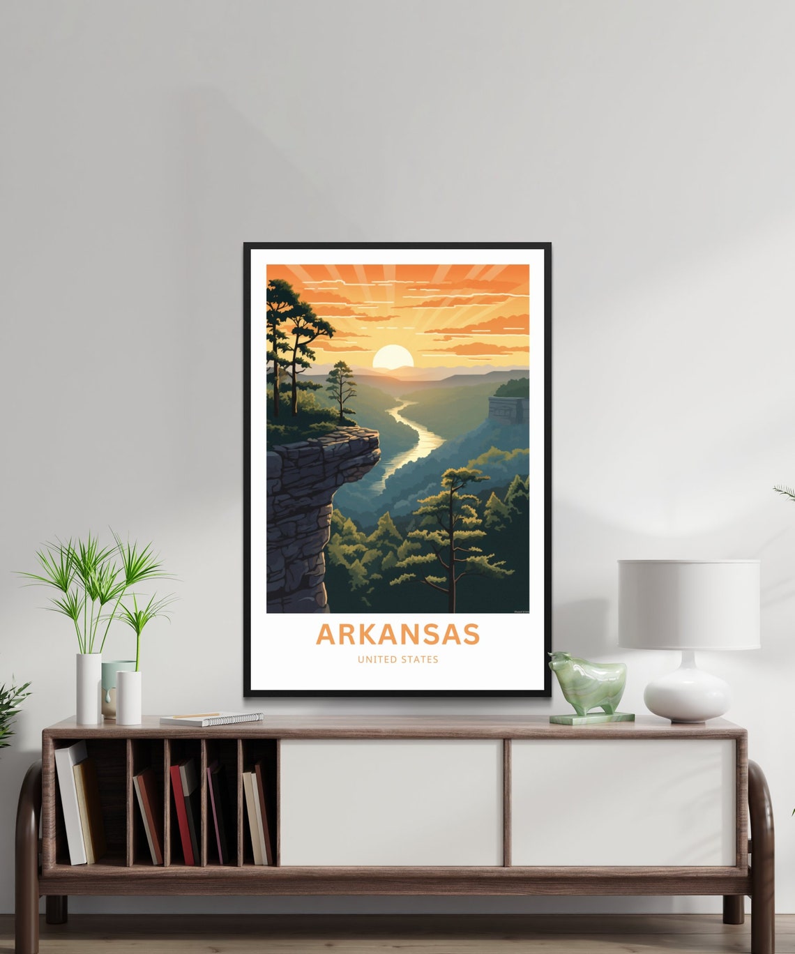 Personalized Arkansas Sunset River Valley Cliff Custom Travel Poster - Image 2