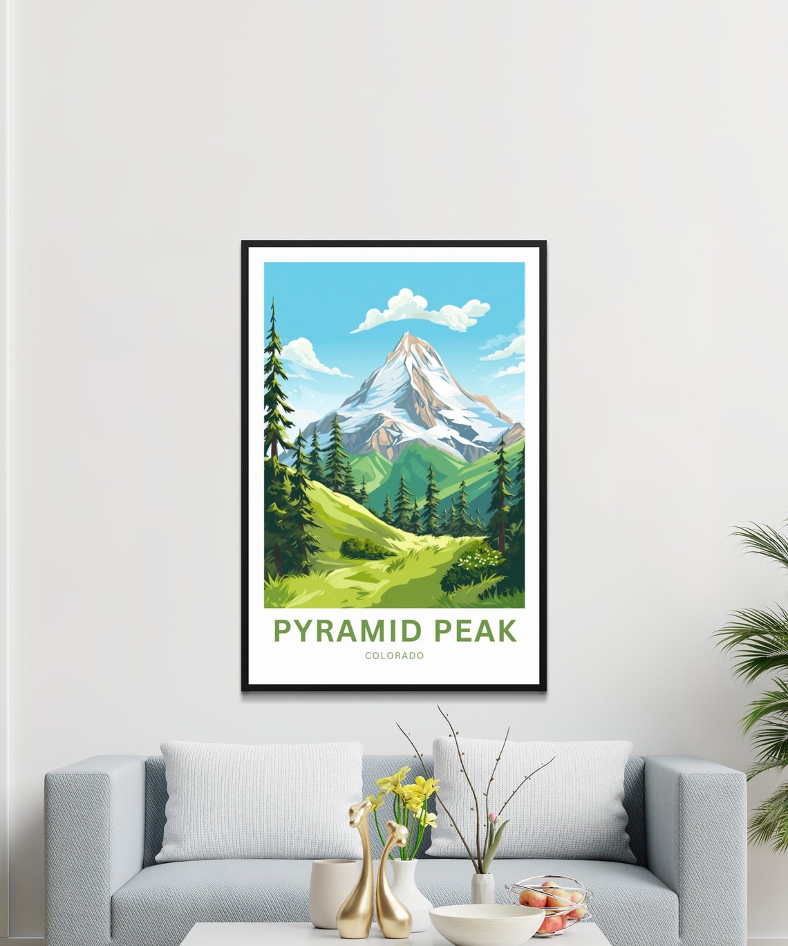 Pyramid Peak Colorado Snowy Summit Pine Meadow Custom Art Poster - Image 3