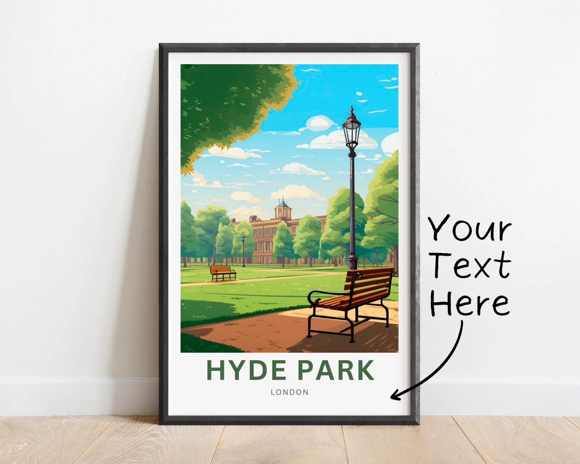 Hyde Park London Green Park Bench Lamp Post Personalized Travel Poster