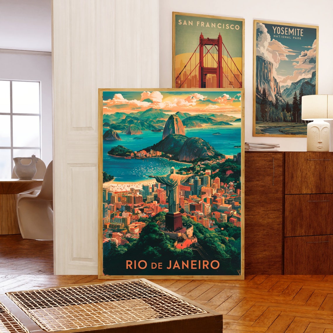Rio De Janeiro Christ Redeemer Sugarloaf Vintage Travel Poster - Image 3