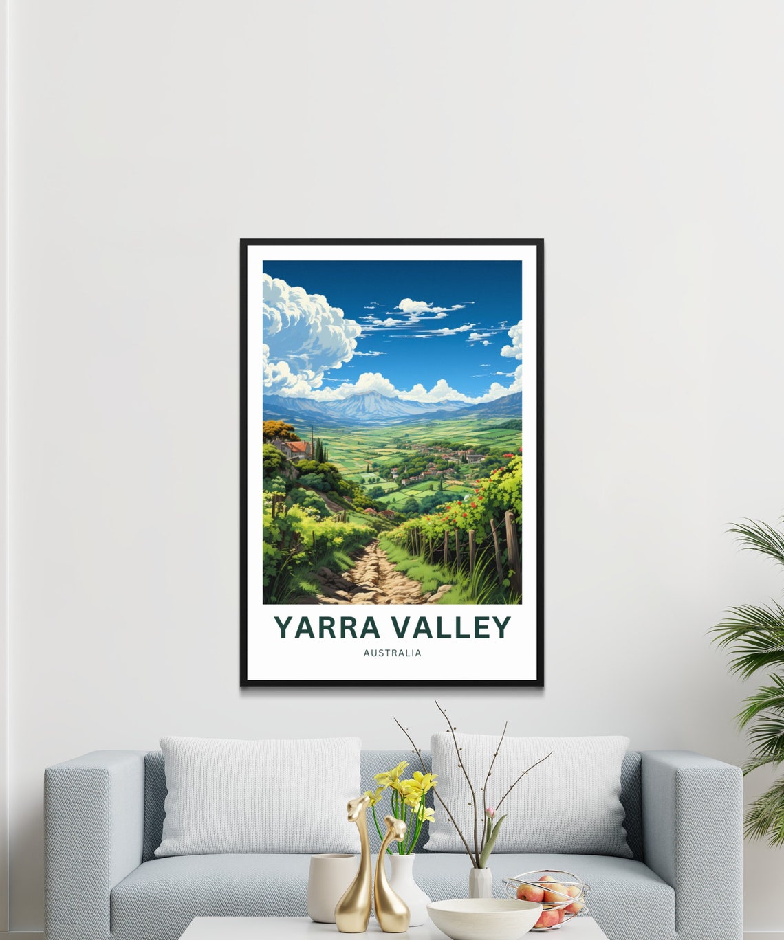 Yarra Valley Australia Vineyard Hills Patchwork Travel Poster - Image 3