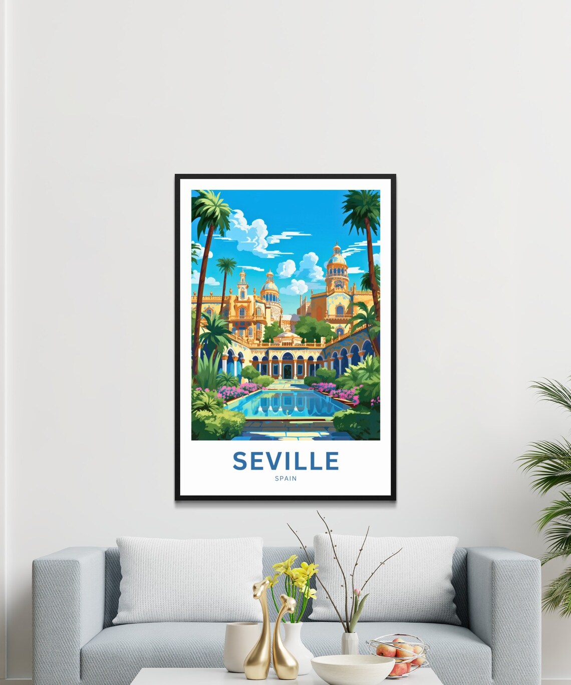 Seville Spain Personalized Andalusian Garden Palace Art Poster - Image 3