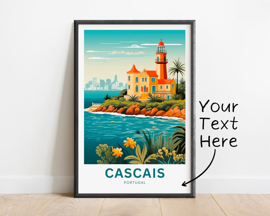 Personalized Cascais Portugal Lighthouse Coast Custom Travel Poster
