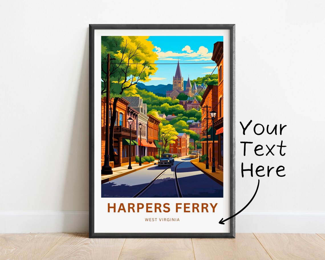 Harpers Ferry Personalized Historic Street Scene Custom Travel Poster