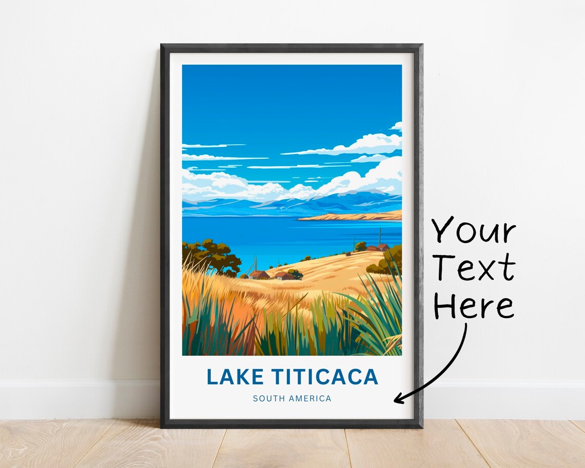 Lake Titicaca South America Highland Golden Hillside Lake View Poster