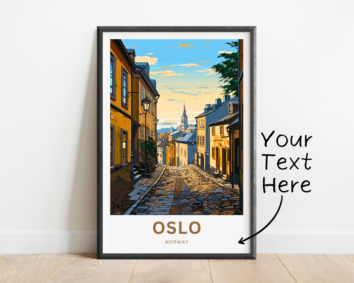 Personalized Oslo Norway Golden Street Custom Text Travel Poster
