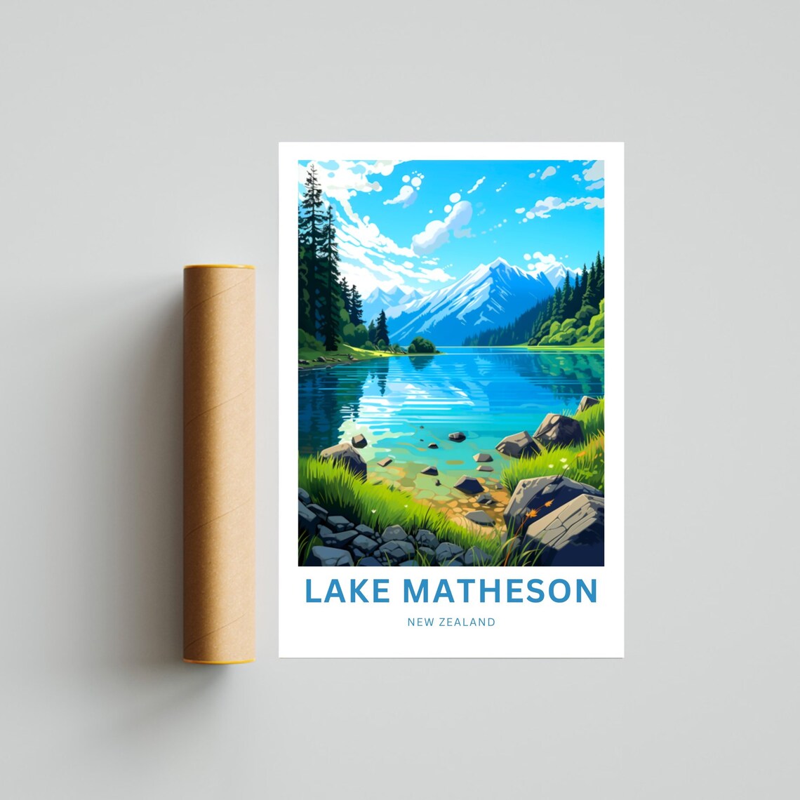 Lake Matheson New Zealand Calm Lake Personalized Travel Poster - Image 4