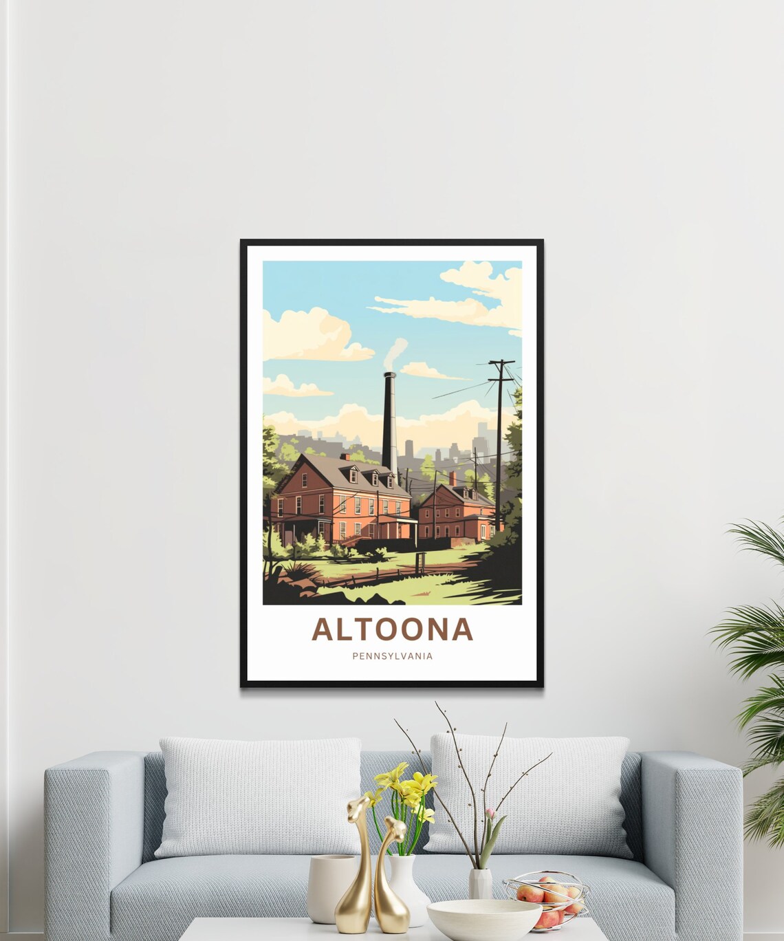 Personalized Altoona Pennsylvania Historic Brick Town Travel Poster - Image 3