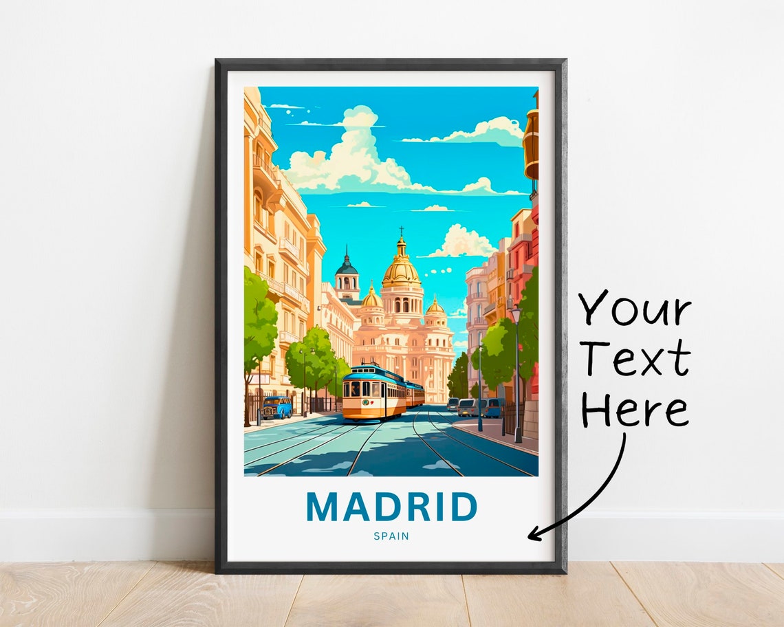 Madrid Spain Personalized Vintage Tram Street Cityscape Poster
