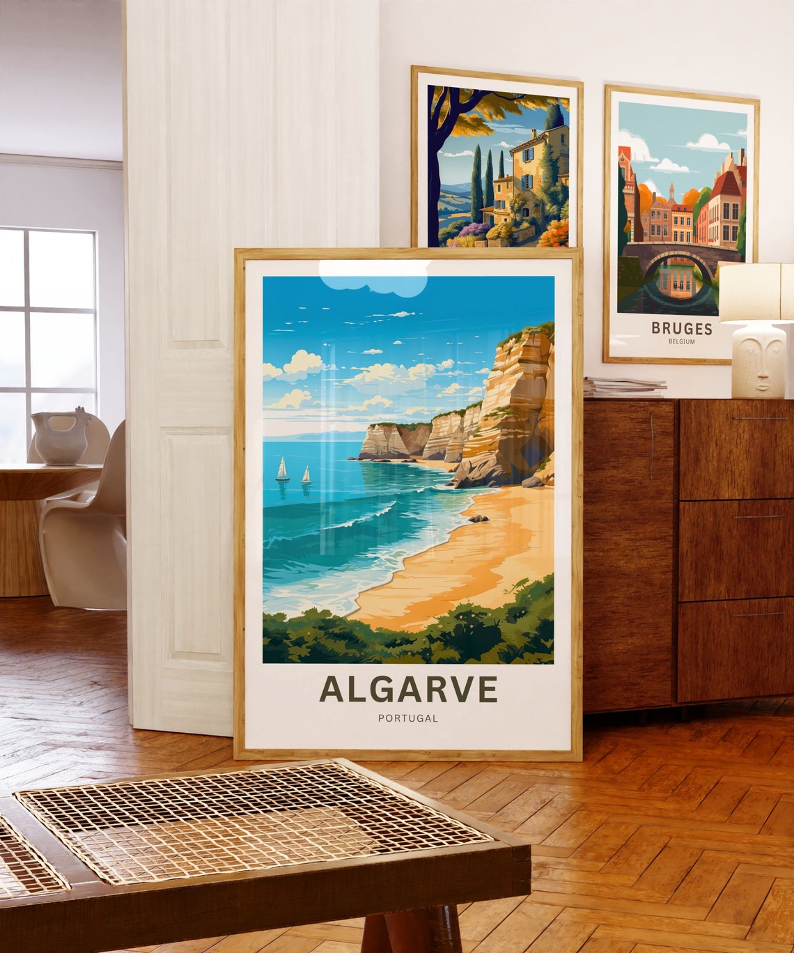 Algarve Portugal Towering Limestone Cliffs Turquoise Bay Poster - Image 5