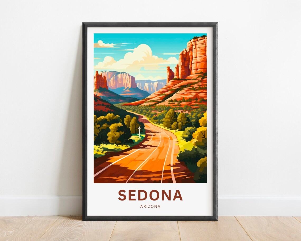 Sedona Arizona Red Rock Canyon Road Scenic Desert Travel Poster