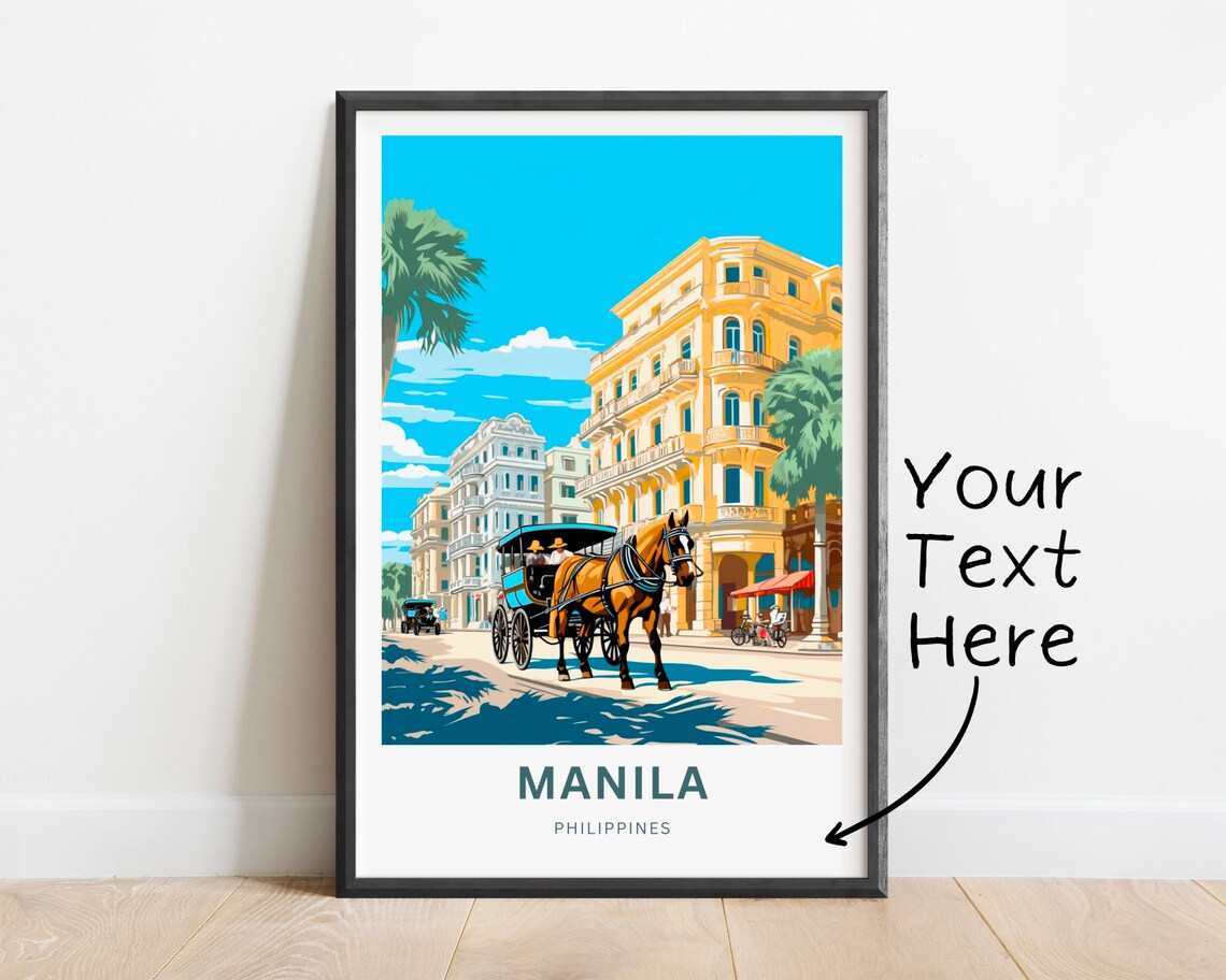 Manila Philippines Kalesa Horse Carriage Historic Street Custom Poster
