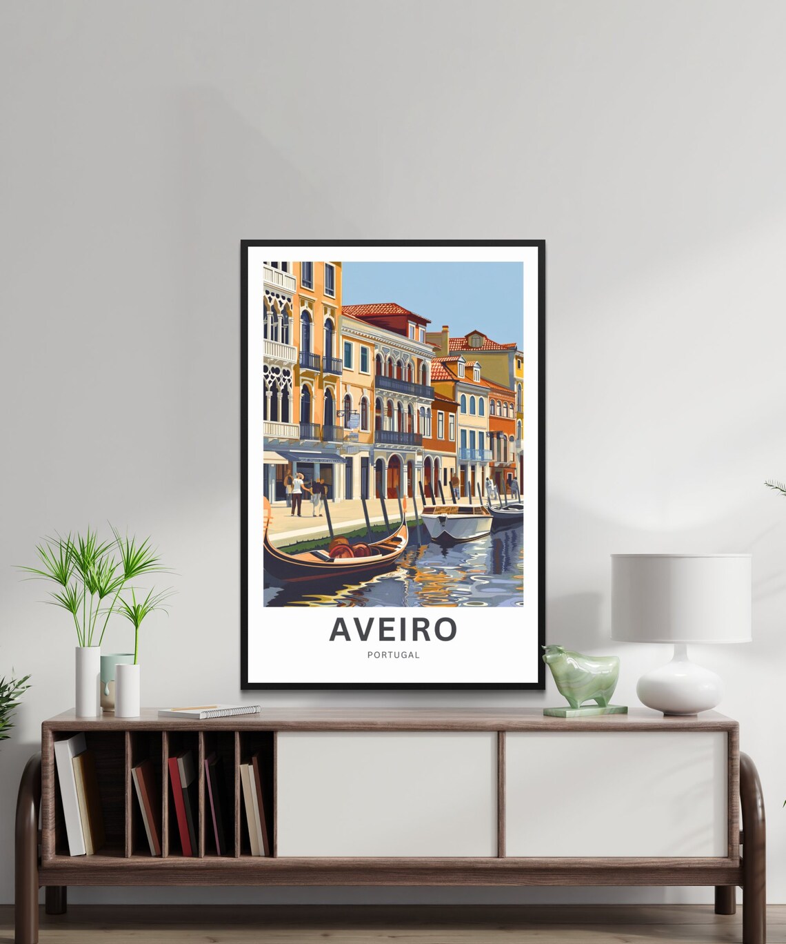 Personalized Aveiro Portugal Gondola Canal Custom Text Travel Poster - Image 2
