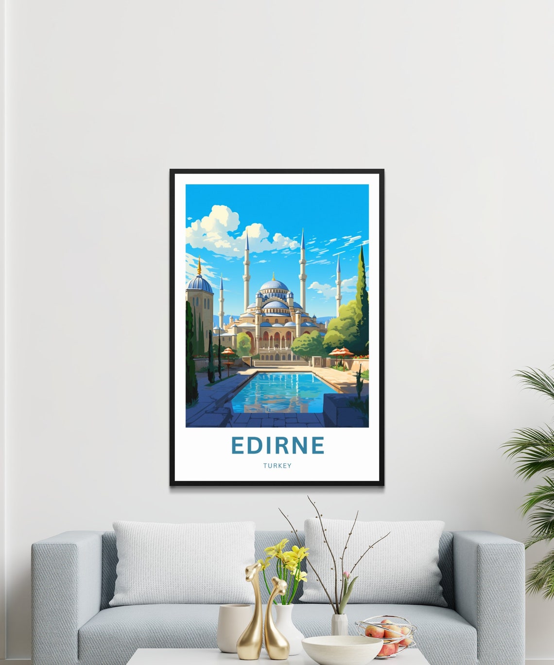 Personalized Edirne Turkey Selimiye Mosque Minarets Travel Poster - Image 3