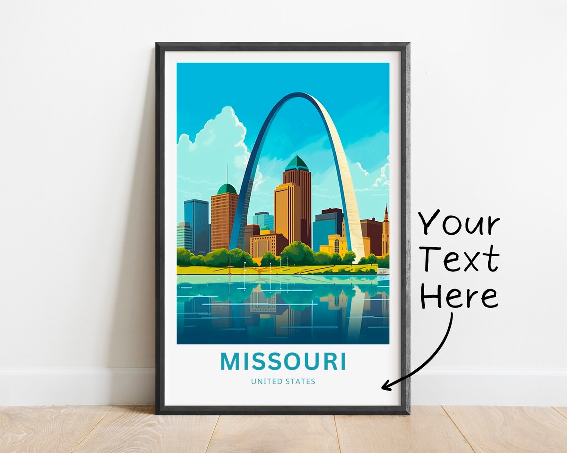 Personalized Missouri Gateway Arch Skyline Vintage Travel Poster