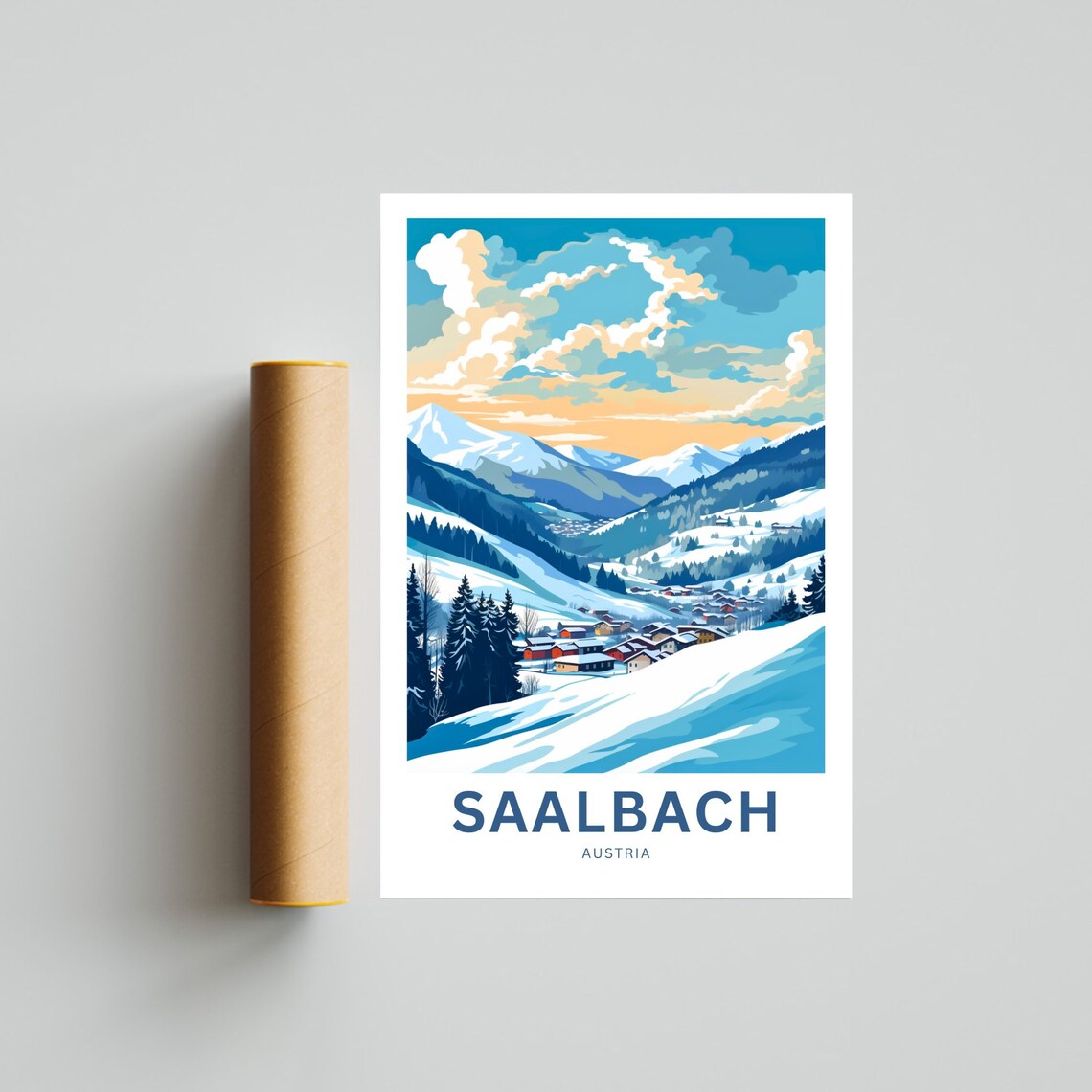 Personalized Saalbach Austria Snow Village Mountain Retreat Poster - Image 4