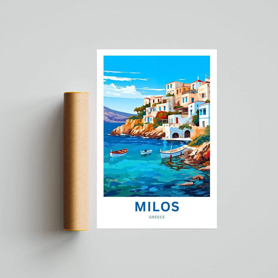Milos Greece Fishing Village Cove Turquoise Water Island Poster - Image 4