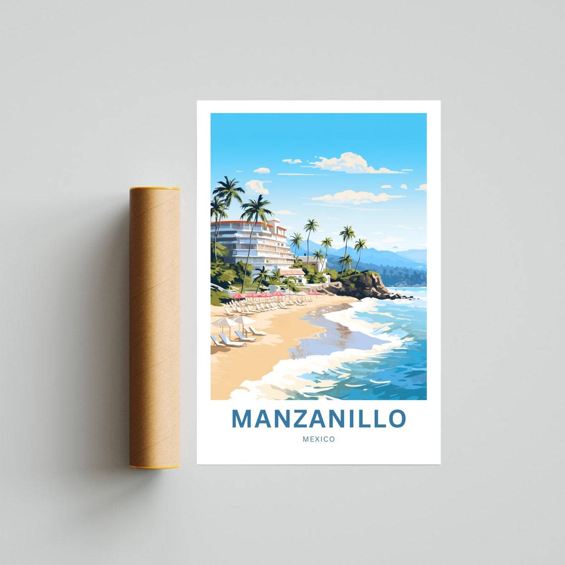 Manzanillo Travel Print Manzanillo Poster Mexico Wall Art Framed Present Gift Mexico Present - Image 4