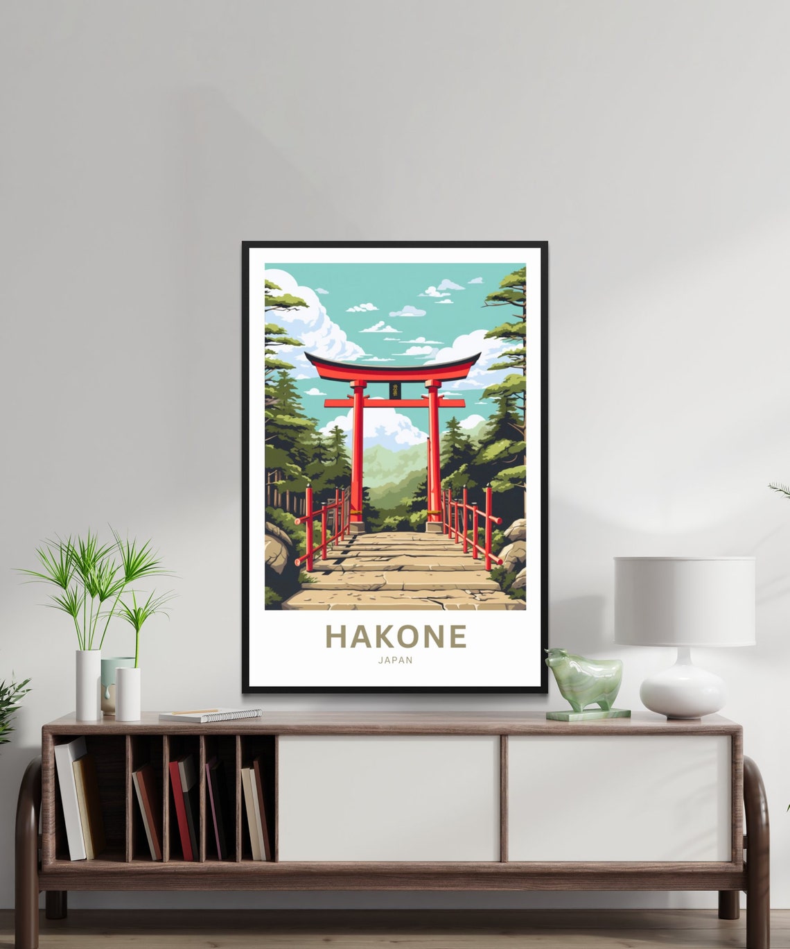 Hakone Japan Red Torii Gate Forest Path Personalized Travel Poster - Image 2