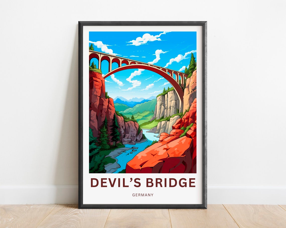 Devil's Bridge Germany Stone Viaduct Canyon River Travel Poster