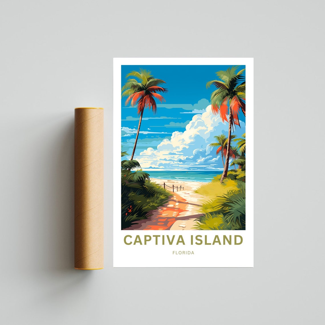 Captiva Island Florida Sandy Beach Path Palms View Travel Poster - Image 4
