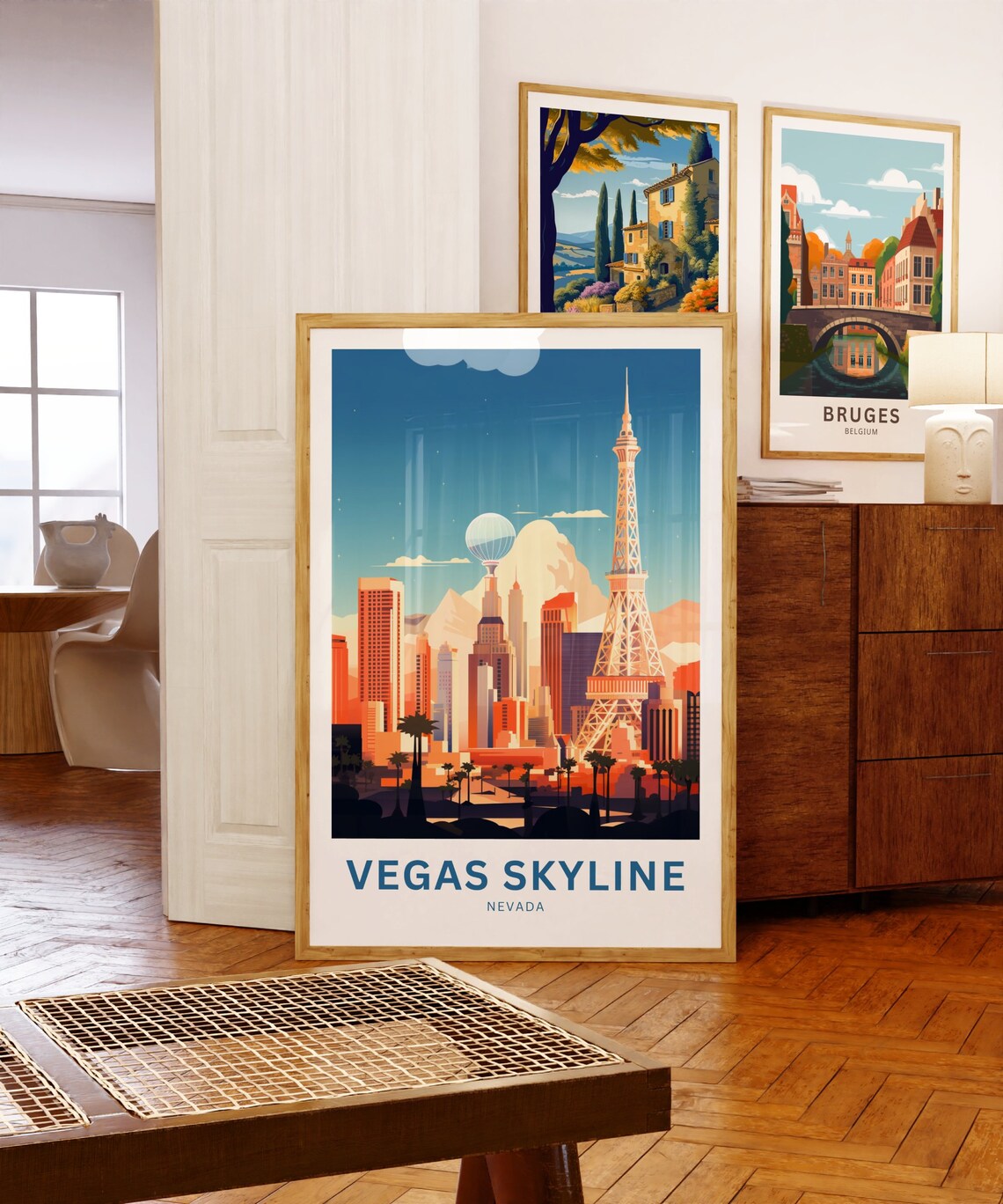 Personalized Retro Vegas Skyline Nevada Strip Towers Travel Poster - Image 5