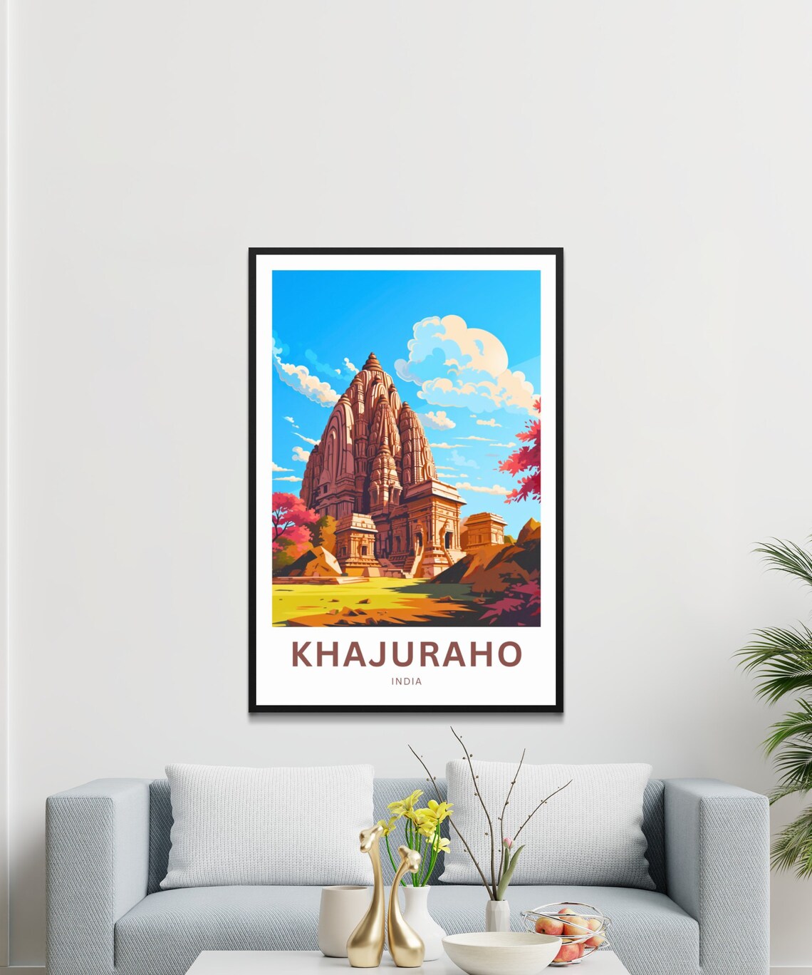 Khajuraho India Red Temple Sunset Custom Personalized Travel Poster - Image 3