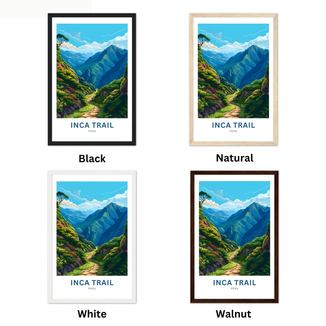Inca Trail Peru Stone Path Through A Lush Green Valley Poster - Image 2
