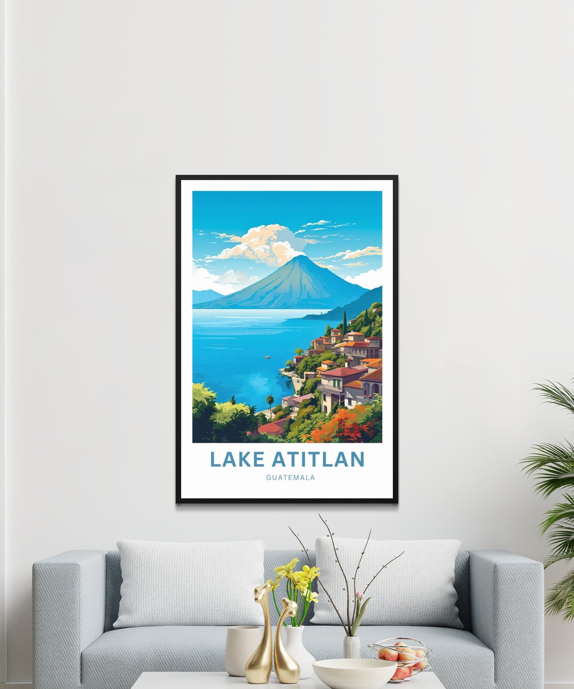 Personalized Lake Atitln Travel Print Lake Atitln Poster Guatemala Wall Art Framed Present Gift Mexico Present - Image 3